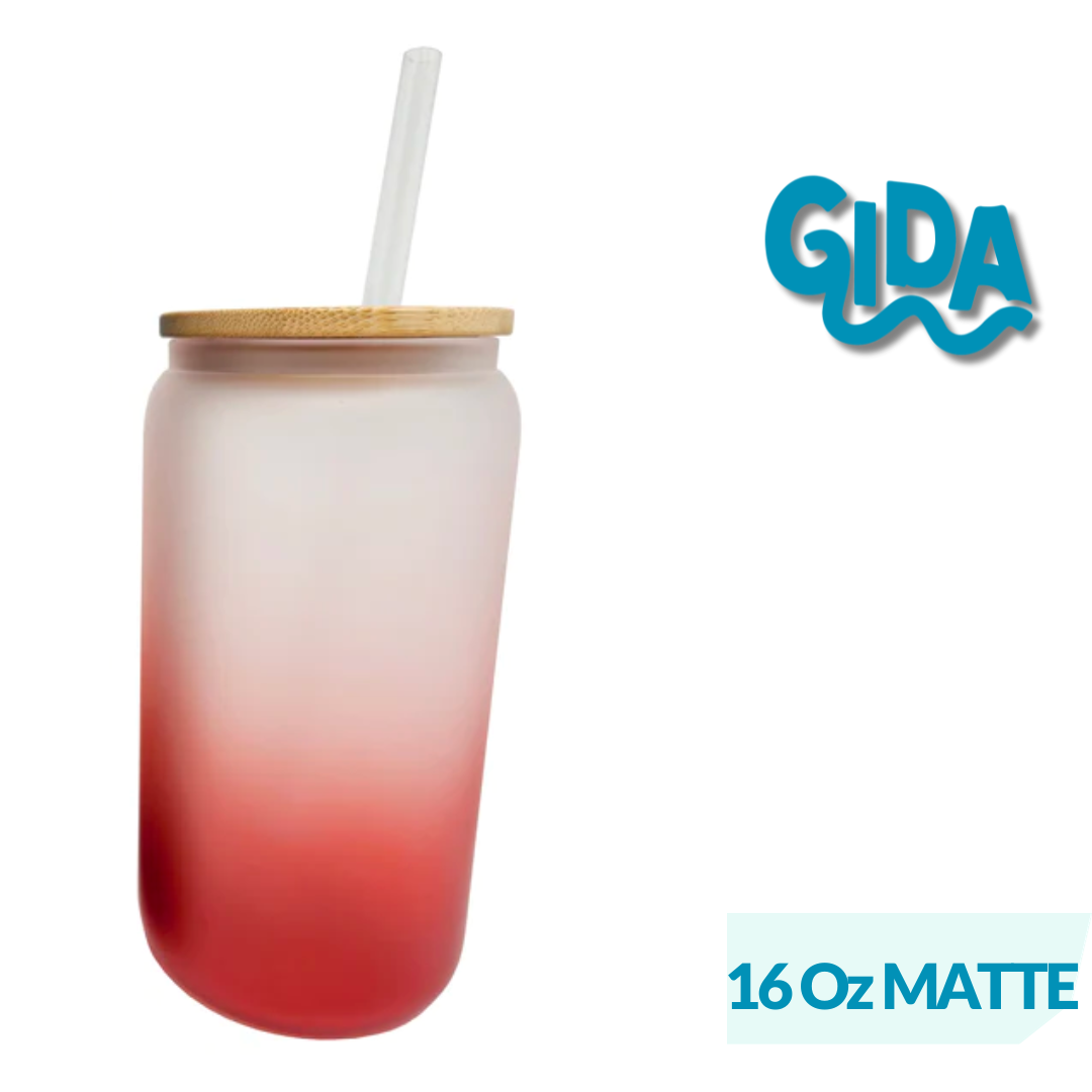 16 OZ RED SUBLIMATION GRADIENT GLASS CAN TUMBLER