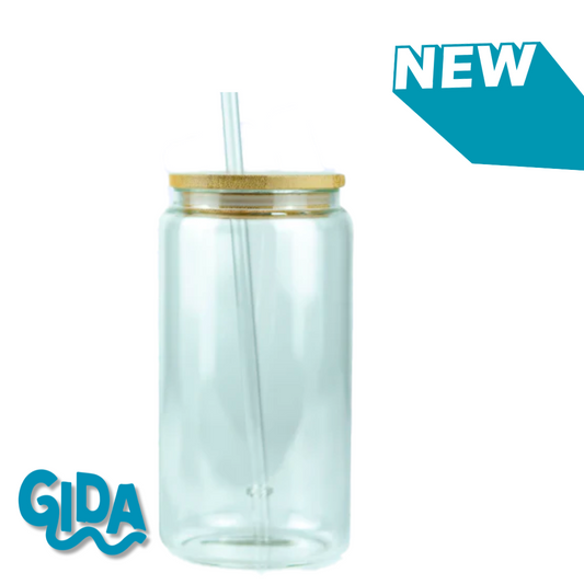 16 Oz Sublimatable Clear Glass Can - NOT DOUBLE WALLED
