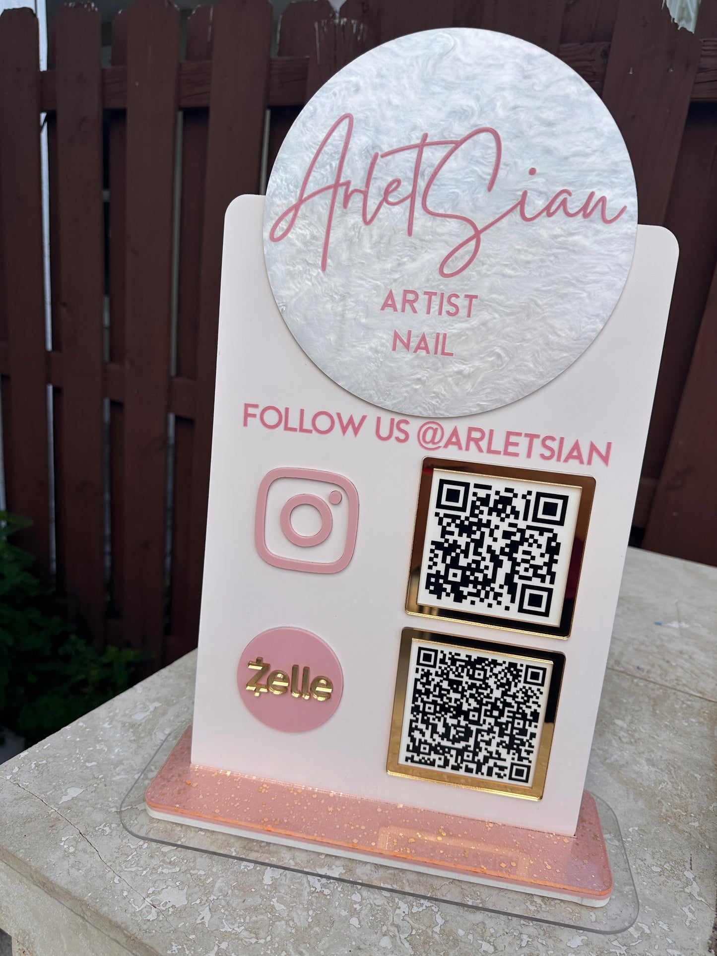 Vertical Qr Acrylic Desk Sign 18x12.4inches