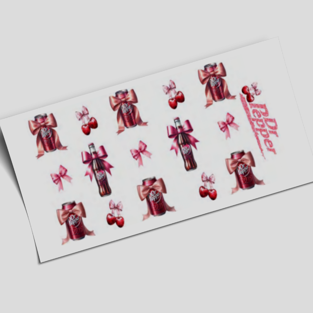 UV DTF Wrap Stickers - DR PEPPER SODA  - 16oz libbey