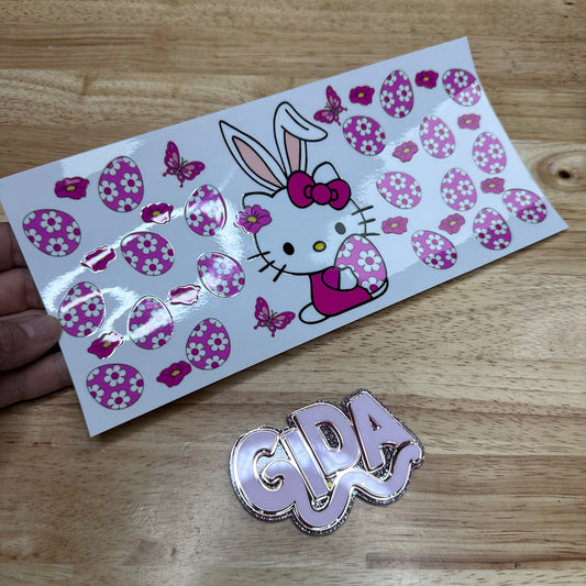 UV DTF - Pink easter Kitty Libbey cup Wrap