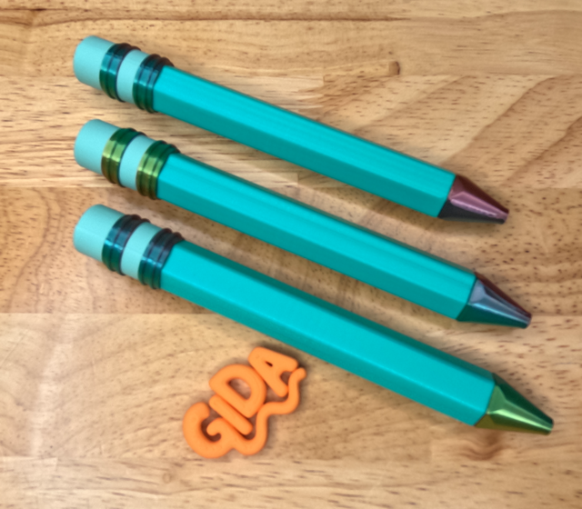 ✏️ 3D Printed Jumbo Pencil Pen | Refillable Ink | Mint And metallic Gift Ballpoint Pen