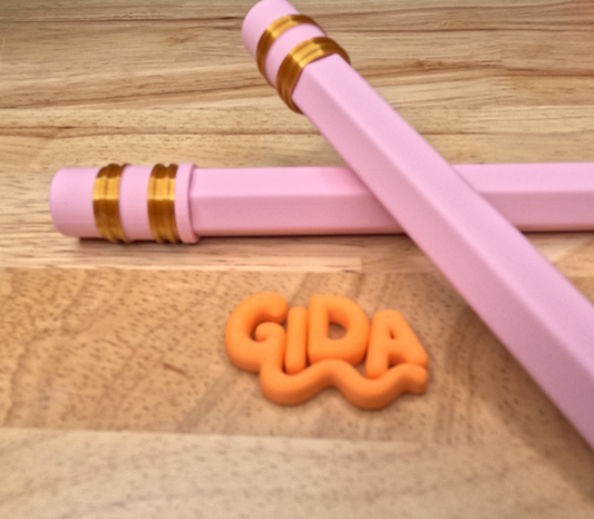 ✏️ 3D Printed Jumbo Pencil Pen | Refillable Ink | Baby pink and Gold And metallic Gift Ballpoint Pen