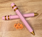 ✏️ 3D Printed Jumbo Pencil Pen | Refillable Ink | Baby pink and Gold And metallic Gift Ballpoint Pen