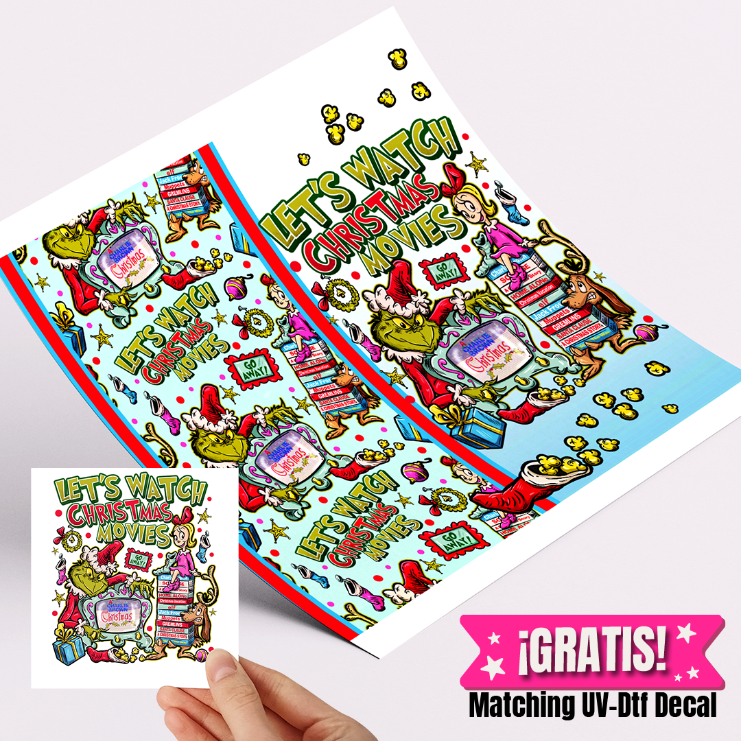 High Quality Printed Adhesive Vinyl – Permanent Finish 20 OZ STRAIGHT POPCORN Grinchy / Free Uvdtd decal