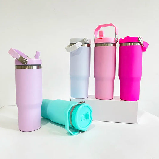 30 oz blank sublimation Matte Bottle colored with handle
