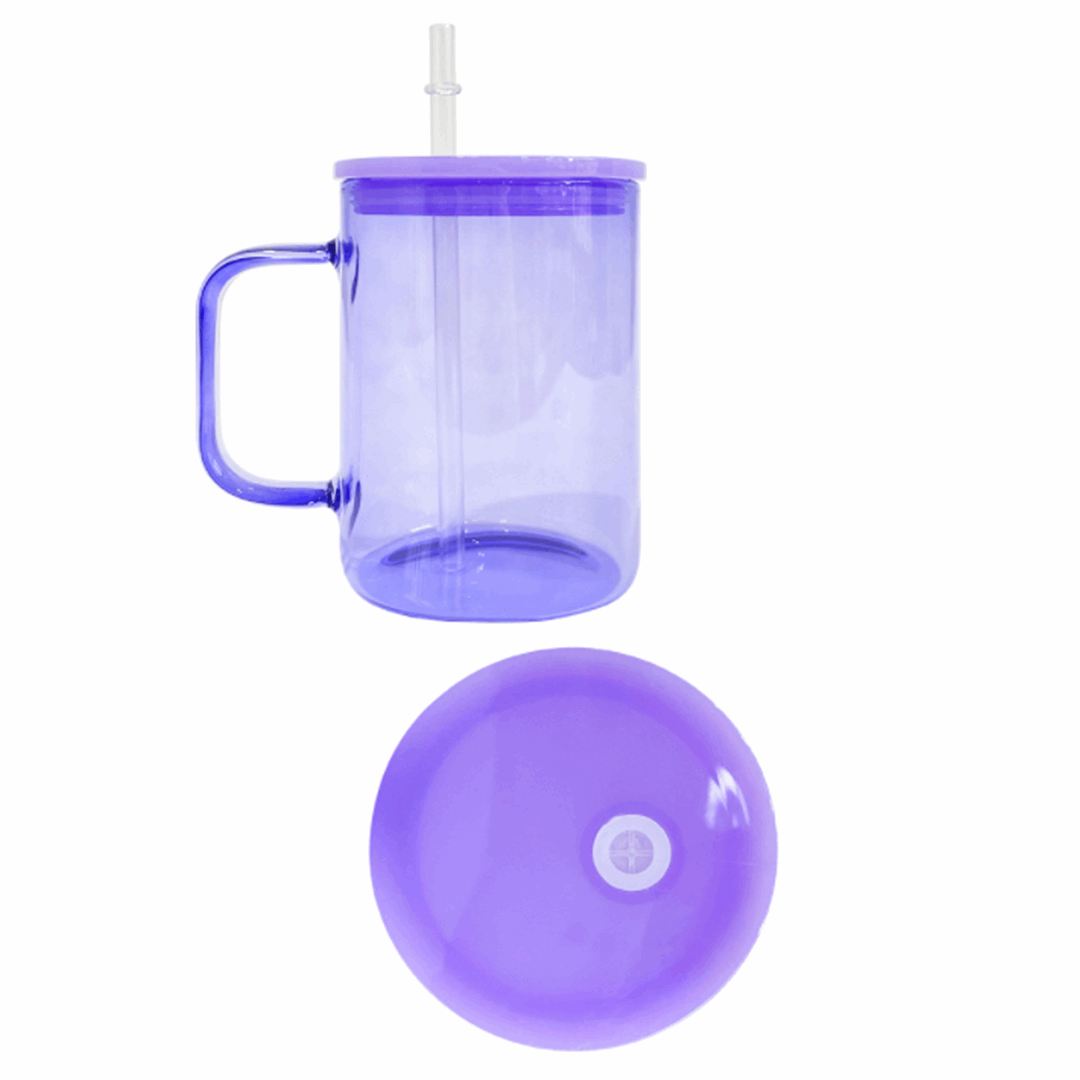 Jelly Sublimation Can Glass Cup, Jelly Glass Coffee Cup With Lid & Straw  for Iced Coffee, 16oz 