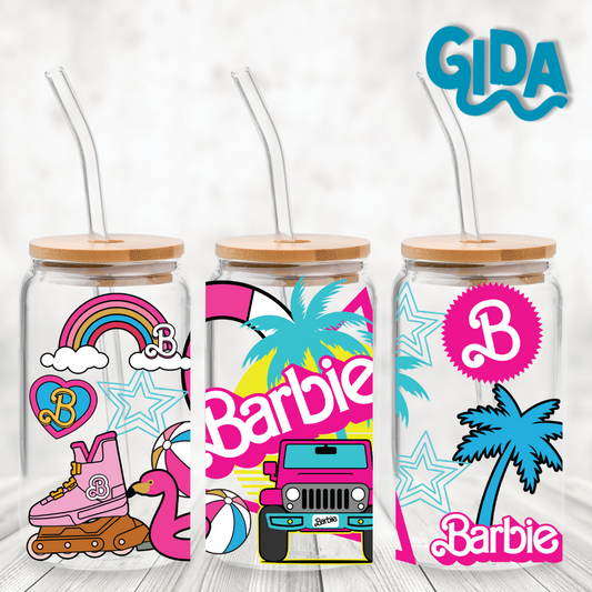 Cup Wrap uv dtf Stickers - Jeep Barbie 16 oz wrap