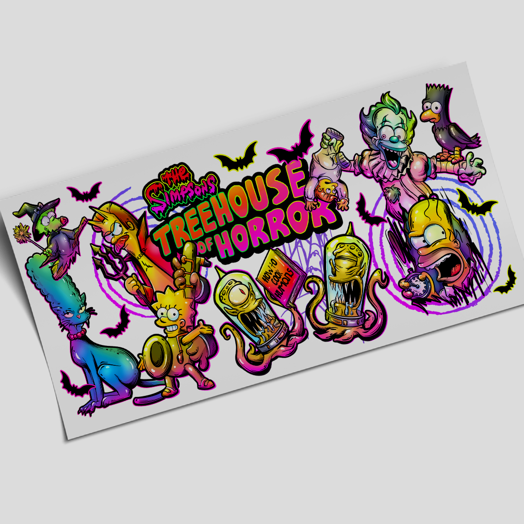 UV DTF Wrap Stickers - Treehouse of horror - 16oz libbey