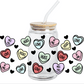 UV DTF - BLACK Litte Hearts Valentines 16 oz Wrap
