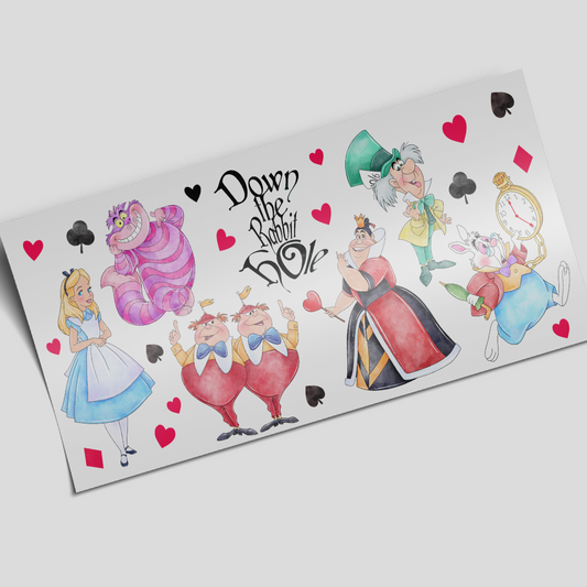 Cup Wrap Uv Dtf Sticker - Down the Rabbit Hole Alice - Libbey cup Wrap