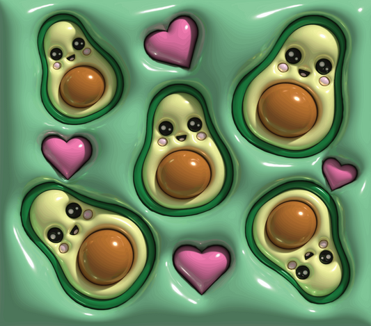 3D - avocados with hearts Straight 20oz Tumbler wrap Vinyl