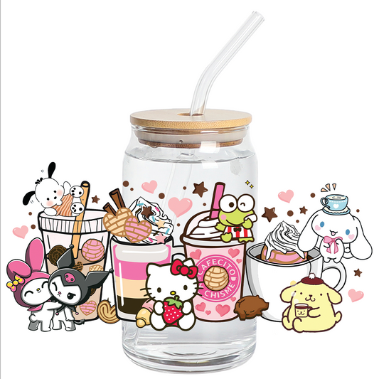 Cup Wrap Stickers UV DTF - Cafecito y Chisme con Sanrio Wrap