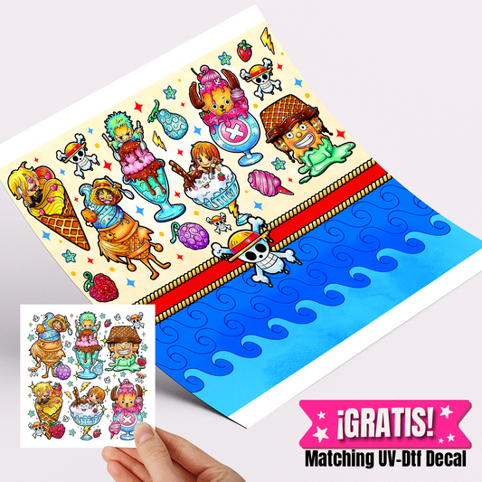 High-Quality Printed Adhesive Vinyl – Permanent Finish 12x12" One Piece Anime  / Free Uvdtd decal
