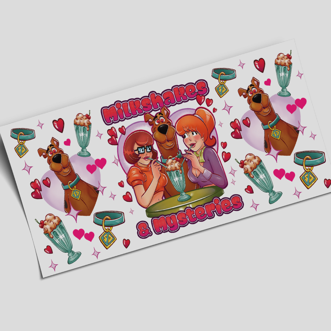 UV DTF Wrap Stickers - Scooby doo Milkshake - 16oz libbey