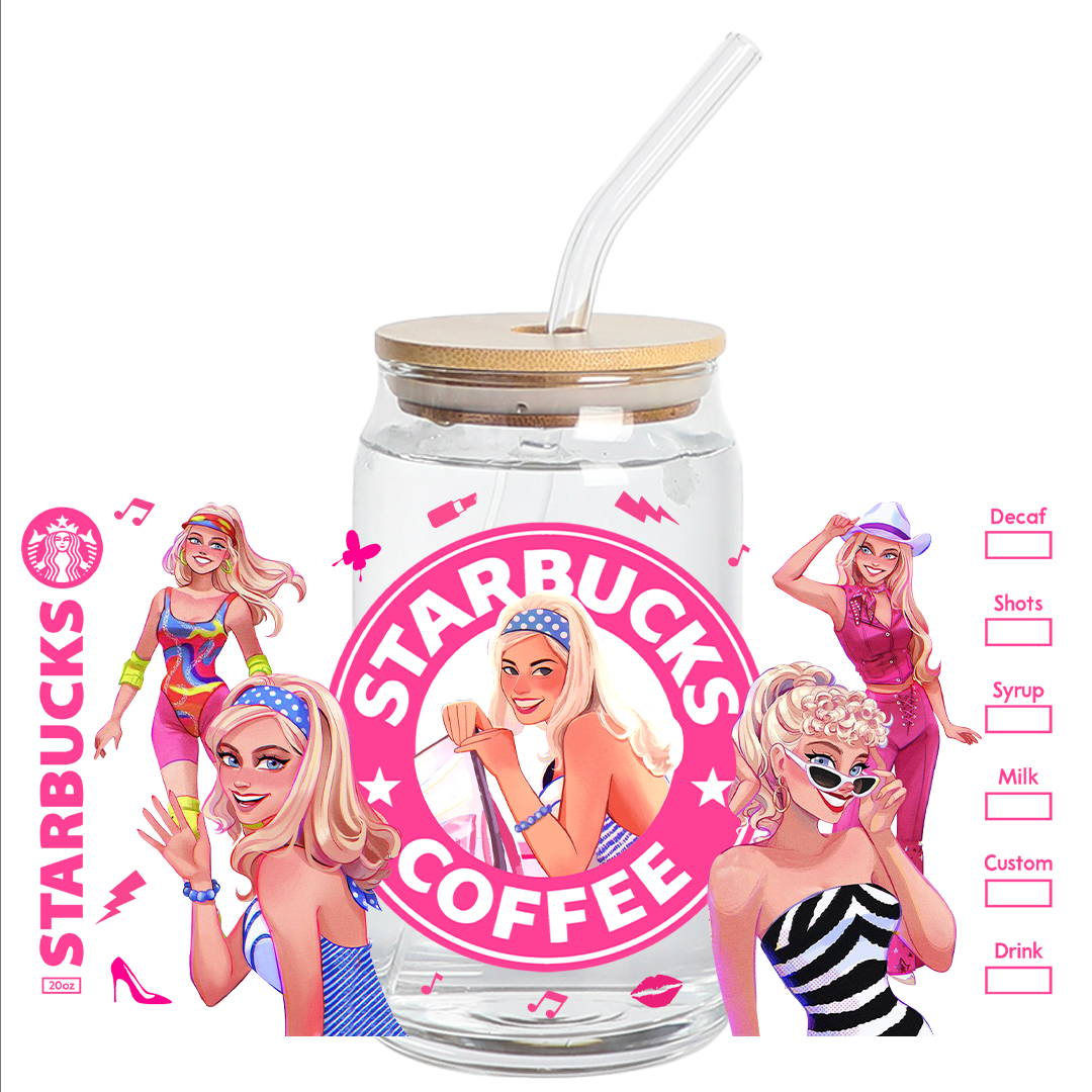 Cup Wrap UV DTF Sticker Wraps -  NEW Barbie 2023 Libbey cup