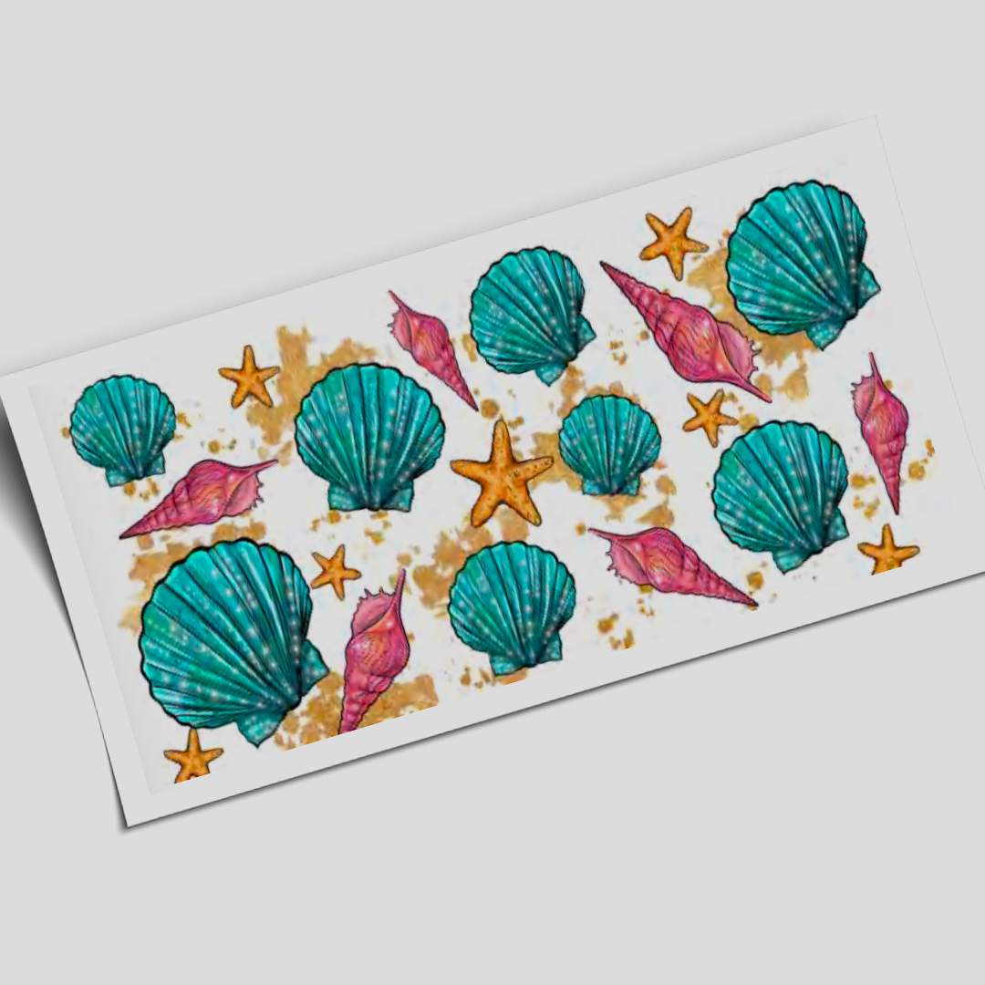 Cup Wrap Uv Dtf Sticker - Starfish and shells  libbey cup Wrap