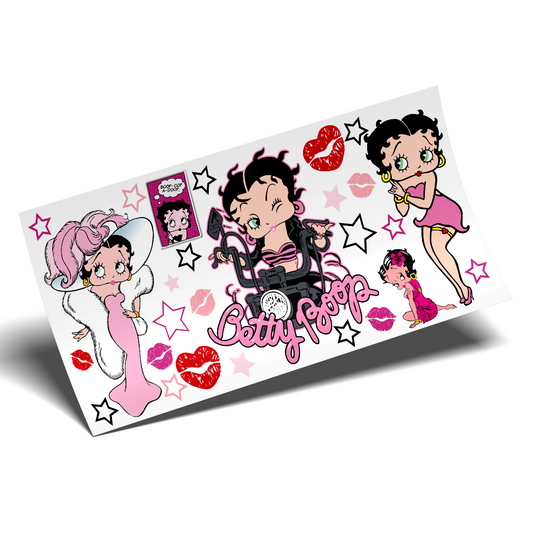 UV DTF Stickers Cup Wraps - Betty Boop Pink cup Wrap