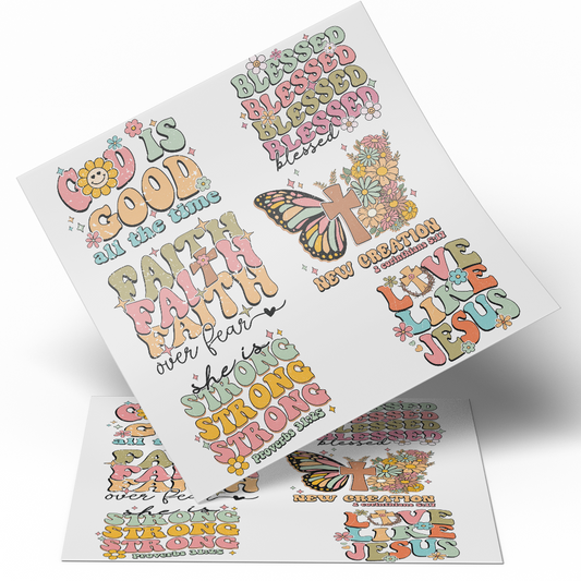 UV DTF Sheet WRAP -  Blessed Mom  9.5x10 inches