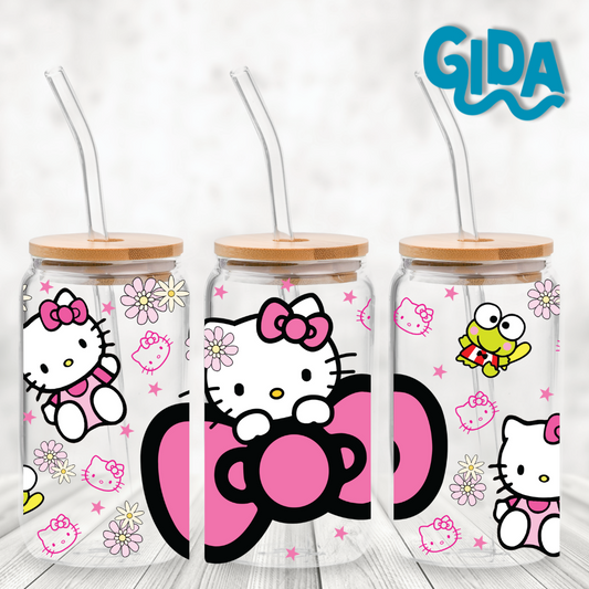 UV DTF - Fucsia Bow Kitty and keroppi libbey cup Wrap