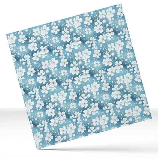 Blue Floral  12x12 " Permanent Vinyl