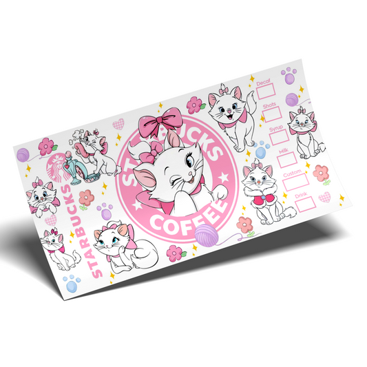 UV DTF Stickers Wraps  - Marie the Cat beauty coffee