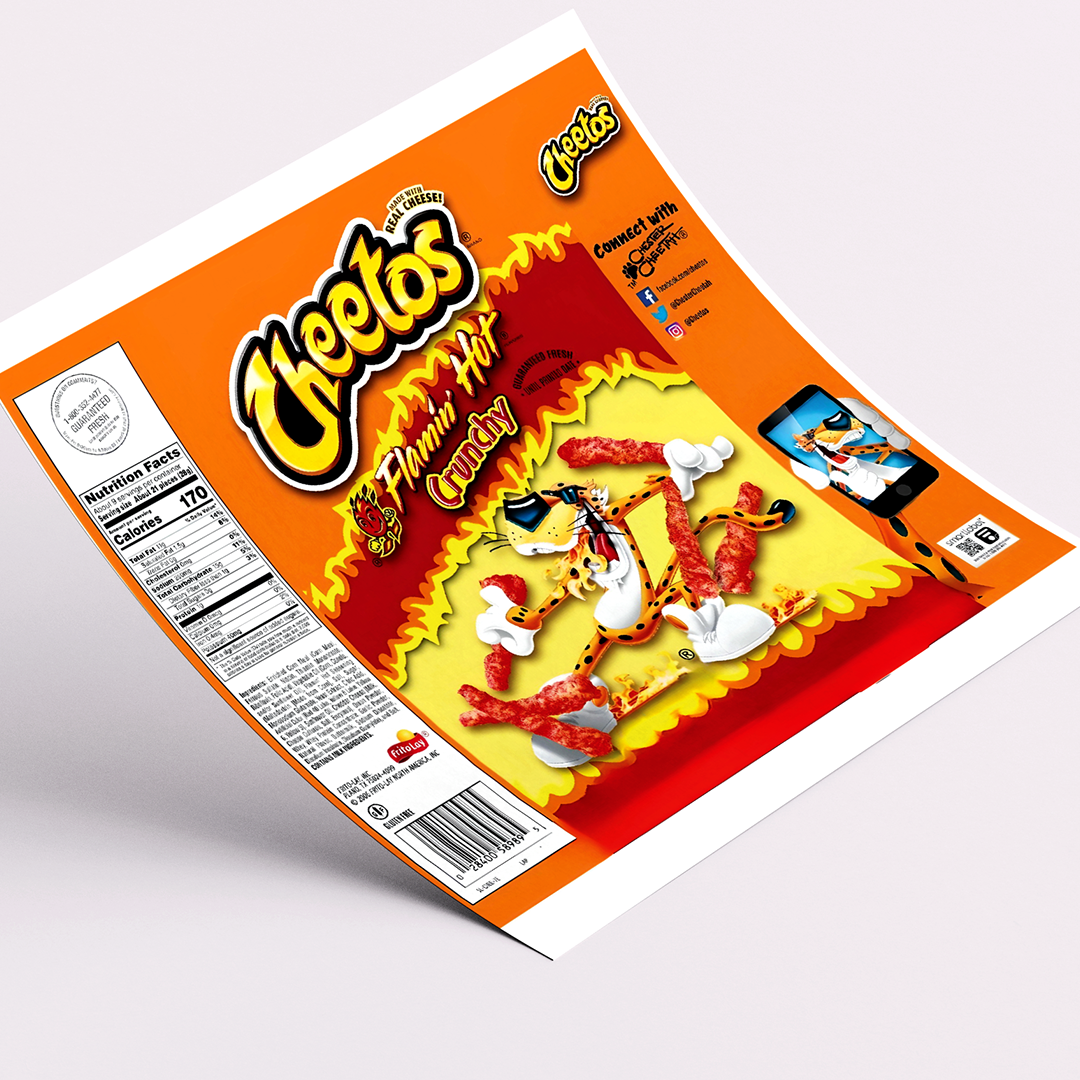 High-Quality Printed Adhesive Vinyl – Permanent Finish /  Cheetos 20 oz straight