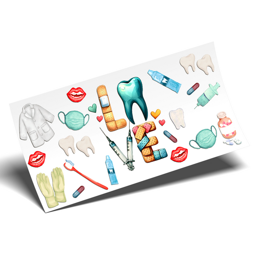 Cup Wrap Stickers UV DTF - Dentist Love  cup Wrap