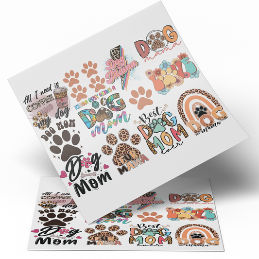 UV DTF  WRAP -  Dog Mom Pet Lovers Sheet 9.5x10 inches