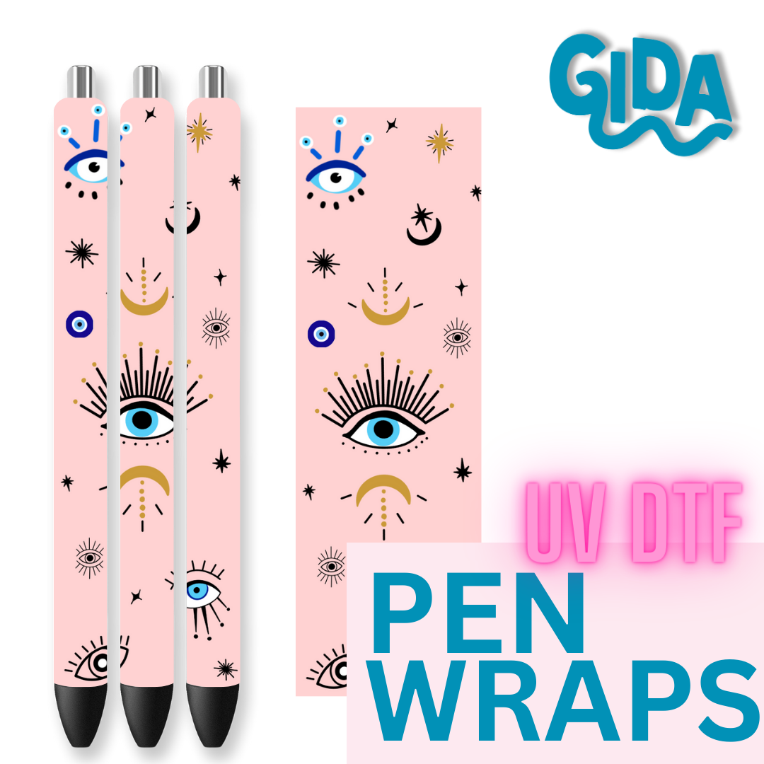 UV DTF - Pen Wrap Pink Evil eyes