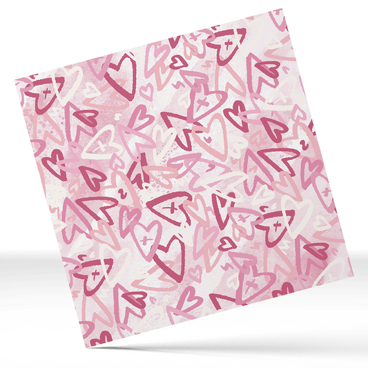 Pink and White Hearts  12x12 " Permanent Vinyl