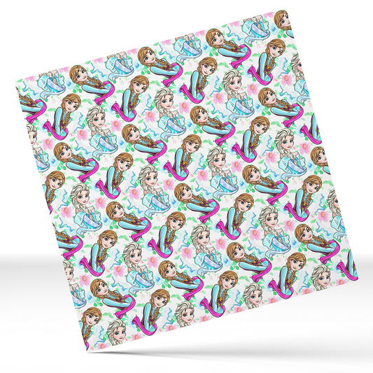 12x12 inches Frozen Flowers Patterned Vinyl