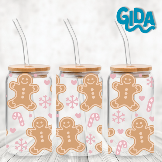 UV DTF - Pink Gingerbread Libbey cup Wrap