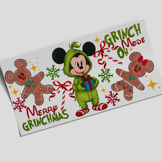 UV DTF -  Mickey Grinch Mode -  16oz Libbey cup Wrap