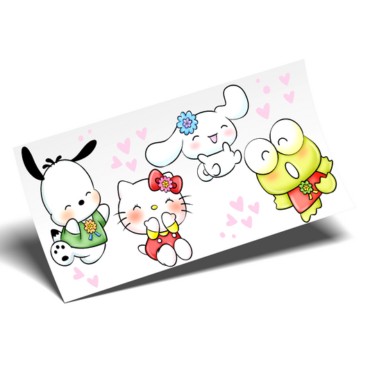 Cup Wrap Stickers UV DTF - Hand painted Hello Kitty  Wrap 16 oz