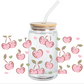 UV DTF Stickers Wraps -  Pink Cherries 16oz Libbey cup Wrap