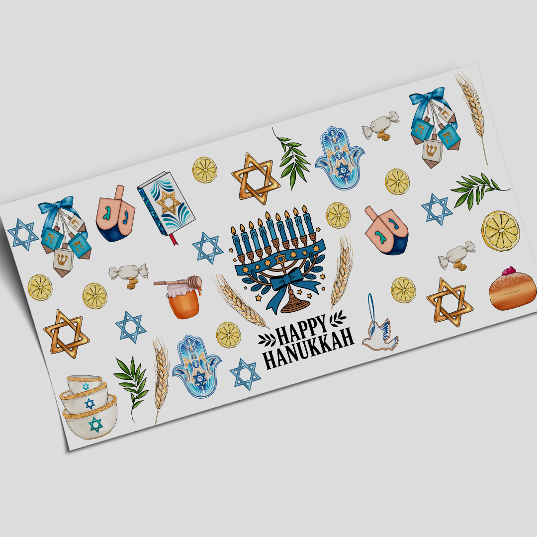 Cup Wrap Sticker  - UV DTF Happy Hannukkah