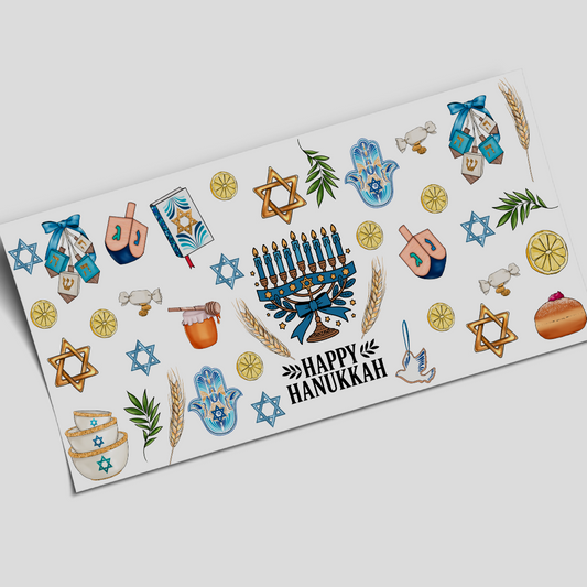 Cup Wrap Sticker  - UV DTF Happy Hannukkah