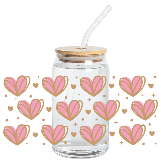 Cup Wrap Sticker UV DTF - Nude Delicate Hearts Libbey cup Wrap
