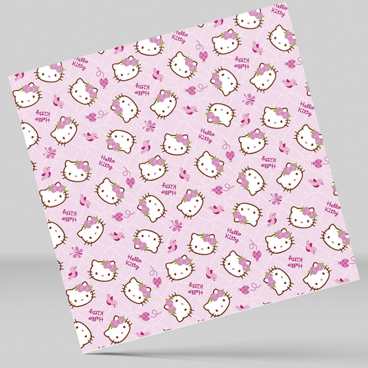12x12" Permanent Printed Vinyl - Seamless Butterflies and Birds with kitty