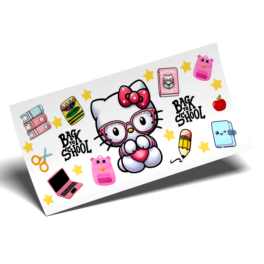 Cup Wrap Sticker UV DTF - Hello kitty Back to School Wrap