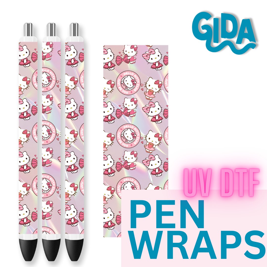 UV DTF - Pen Wrap Hello Kitty patterned