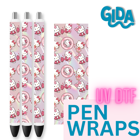 UV DTF - Pen Wrap Hello Kitty patterned