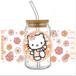 UV DTF - Libbey PEACH Hello Cat Glass Can Wrap 12 oz