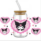 UV DTF WRAP -  Kuromi Pink Hearts  16oz  Libbey cup Wrap - Stickers