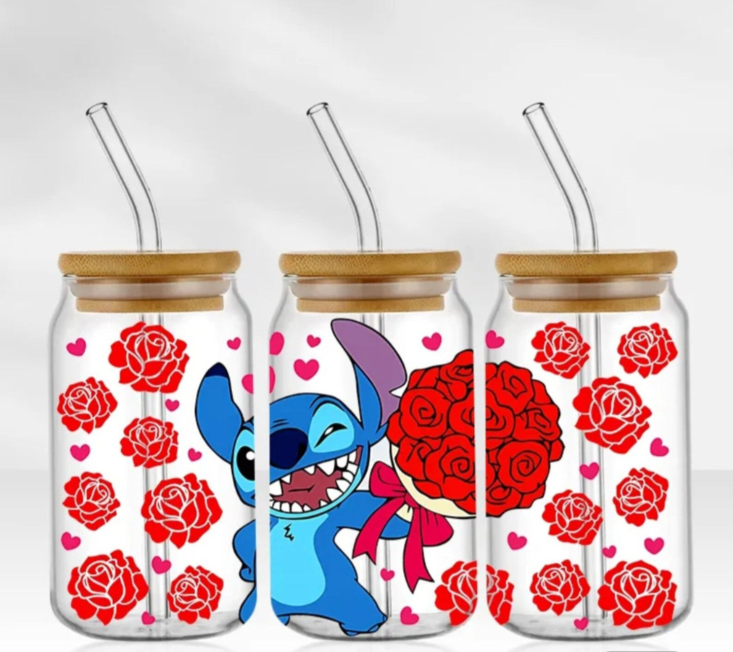 UV DTF  WRAP -  Blue Gentleman Red Roses 16oz Libbey cup Wrap