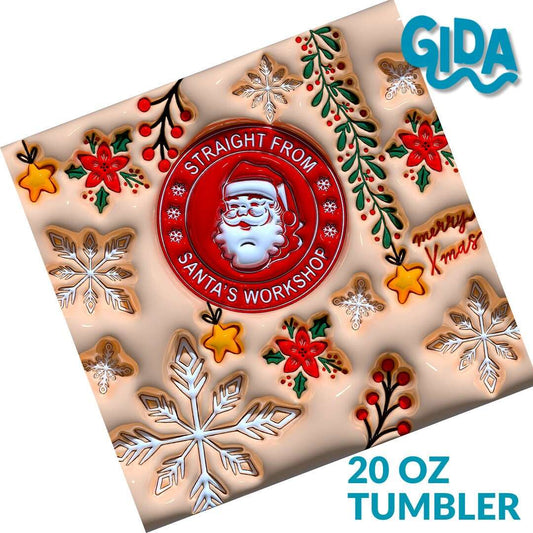 3D - Red Santa Christmas 20oz Straight Tumbler wrap Vinyl