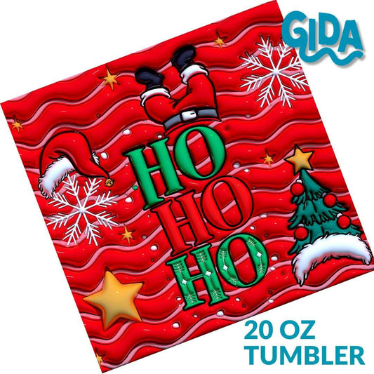 3D - HO HO HO Christmas 20oz Straight Tumbler wrap Vinyl