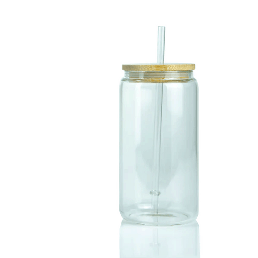 16 Oz Sublimatable Clear Glass Can - NOT DOUBLE WALLED