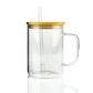 17 oz Clear Transparent Sublimatable Glass Can with Bamboo Lid: Personalized Eco-Friendly Elegance